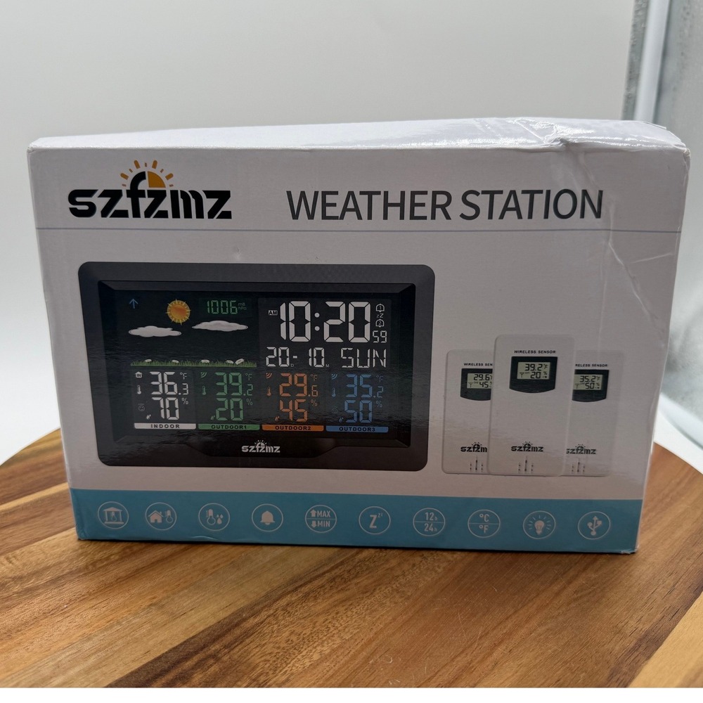 SZFZMZ Wireless Weather Station Color Display w/ 3 Outdoor Remote Sensors 2427